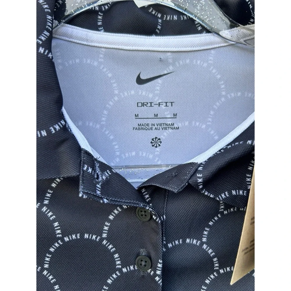 Nike Womens Dri-FIT Victory Print Golf Polo Shirt Black FB8527-010 M